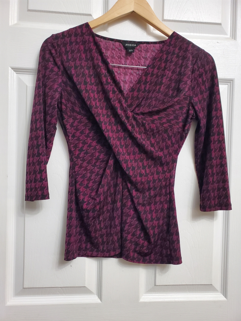 Jessica Plum Houndstooth Wrap Look Top - SIZE XS 4 (2-4)